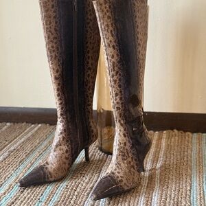 Leopard Print Knee-High Women's Boots